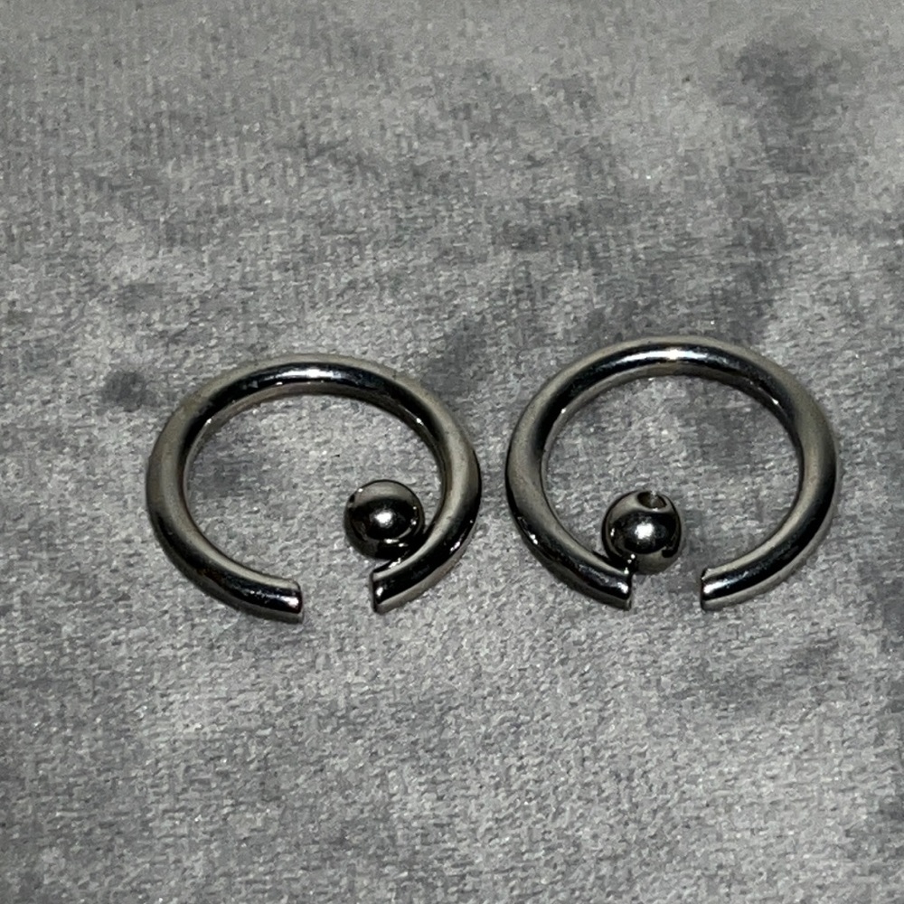 3/4 8g hoop and ball ear stretching piercings